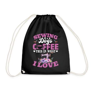 Sewing Dogs Coffee This Is What I Love - Sewing Se - Drawstring Bag - black - Front