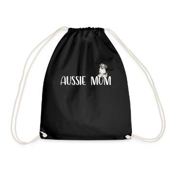 Funny Australian Shepherd Mama I Aussie Mom - Drawstring Bag - black - Front