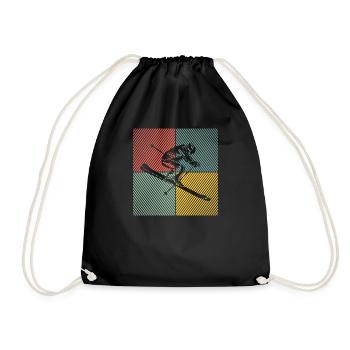 Skiing Ski Ski Lift Skiing Skiing Skis - Drawstring Bag - black - Front