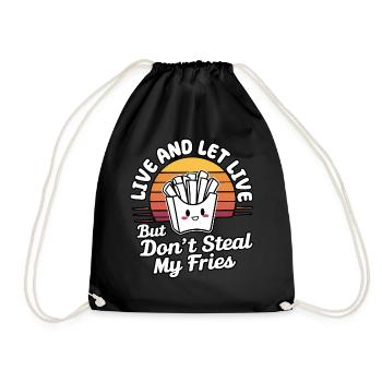 Mignon Drôle Vintage Rétro Coucher de soleil Kawaii Frites - Sac de sport léger - noir - Devant