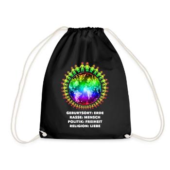 against racism, against the right, against Nazis, love - Drawstring Bag - black - Front