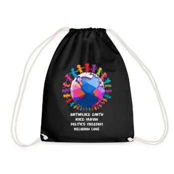 against racism, against the right, against Nazis, love - Drawstring Bag - black - Front