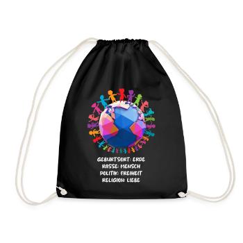 Nice "against racism" Refugees Welcome - Drawstring Bag - black - Front