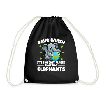 Is the only planet with elephants Earth Day - Drawstring Bag - black - Front