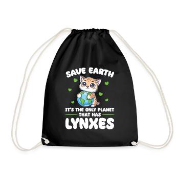 Ist der einzige Planet mit Luchse Earth Day - Turnbeutel - Schwarz - Vorne