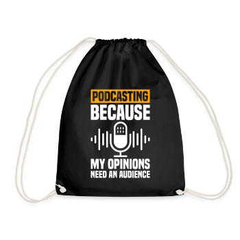 Podcast Host Podcaster Podcasting Podcast Hörer - Turnbeutel - Schwarz - Vorne