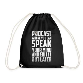 Podcast Host Podcaster Podcasting Podcast Hörer - Turnbeutel - Schwarz - Vorne