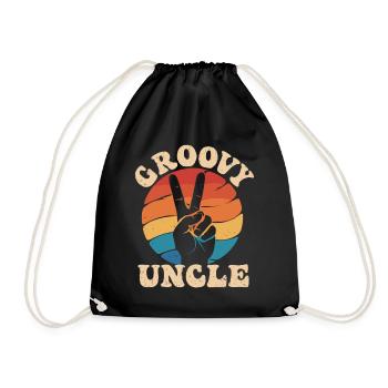 Groovy Onkel Retro Peace Handzeichen - Turnbeutel - Schwarz - Vorne