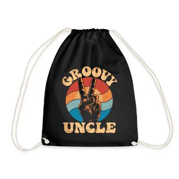 Groovy Onkel Retro Vibes Mit Peace Zeichen - Turnbeutel - Schwarz - Vorne