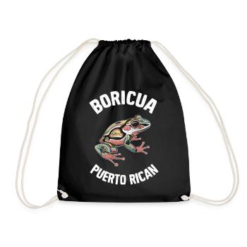 Boricua Puerto Rican Coqui Puerto Rico Artsy - Drawstring Bag - black - Front