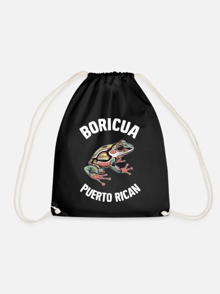 Boricua Puerto Rican Coqui Puerto Rico Kunstvolle - Turnbeutel - Schwarz