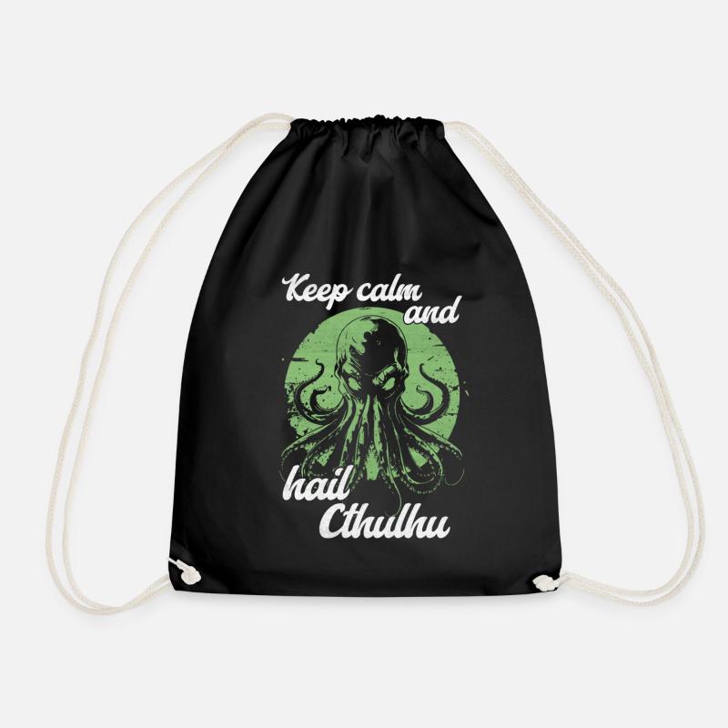 Keep Calm and Hail Cthulhu Lovecraft Necronomicon - Turnbeutel - Schwarz