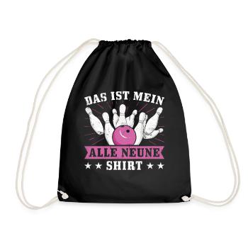 Lustiger Kegler Spruch - Das ist mein Alle Neune - Turnbeutel - Schwarz - Vorne