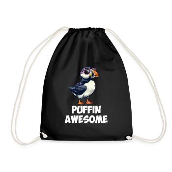 puffin awesome, puffin - Turnbeutel - Schwarz - Vorne