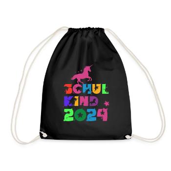 Rosa Einhorn ABC Schulkind 2024 - Turnbeutel - Schwarz - Vorne
