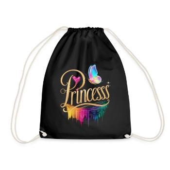 Enchanting Princess with Rainbow and Butterfly - Drawstring Bag - black - Front