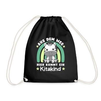Out of the way: Here comes a daycare child Zebra - Drawstring Bag - black - Front