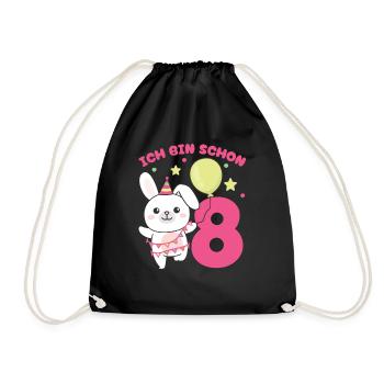 I'm already 8 bunnies birthday kids - Drawstring Bag - black - Front