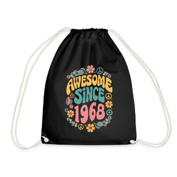 Awesome Since 1968 Blumen Hippie Geboren Jahr 1968 - Turnbeutel - Schwarz - Vorne