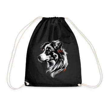 Australian Shepherd Dog Lover Cute Aussie - Drawstring Bag - black - Front