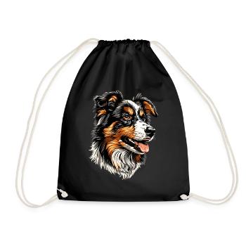 Australian Shepherd Dog Lover Cute Aussie - Drawstring Bag - black - Front