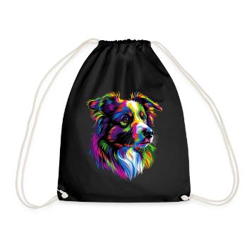 Australian Shepherd Bright Colors Pop Art Aussie - Drawstring Bag - black - Front