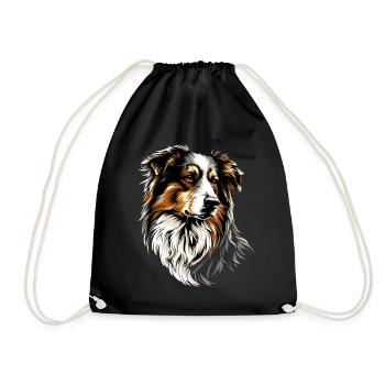 Australian Shepherd Dog Lover Cute Aussie - Drawstring Bag - black - Front