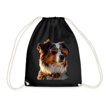 Australian Shepherd Dog Lover Cute Aussie - Drawstring Bag - black - Front