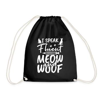 I speak fluent meow and woof - Drawstring Bag - black - Front