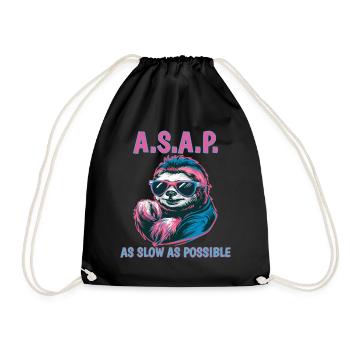 ASAP As Slow As Possible Funny Sloth - Drawstring Bag - black - Front