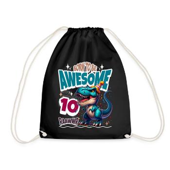 T Rex Dinosaure 10e anniversaire Enfants Anniversaire - Sac de sport léger - noir - Devant