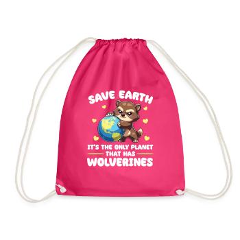 Is the only planet with wolverine Earth Day - Drawstring Bag - fuchsia - Front