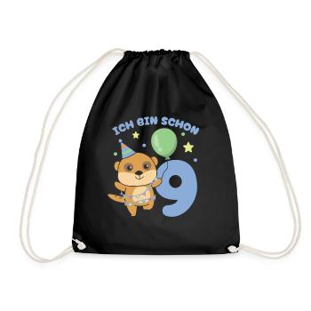 I'm already 9 meerkat birthday kids - Drawstring Bag - black - Front