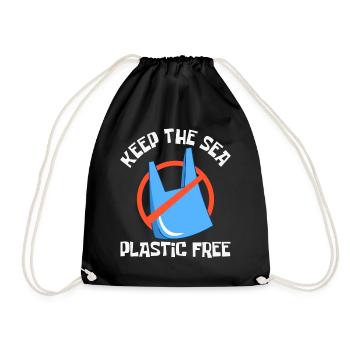 Bathing beach & sea plastic-free against pollution - Drawstring Bag - black - Front