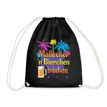 Malle Mallecker Bierchen Trinken Mallorca Bier - Turnbeutel - Schwarz - Vorne