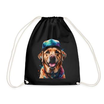 Labrador Retriever Snapback Cap Chien Design Print - Sac de sport léger - noir - Devant