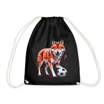 Wolf Football Colorful Serbia Srbija Animal Design Print - Drawstring Bag - black - Front