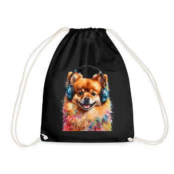 Casque de Poméranie Chien Imprimer - Sac de sport léger - noir - Devant