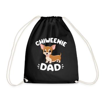 Chiweenie Papa Pride: Loving and Caring - Drawstring Bag - black - Front