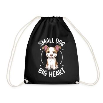 Chiweenie Dog: Small Dog, Big Heart - Drawstring Bag - black - Front