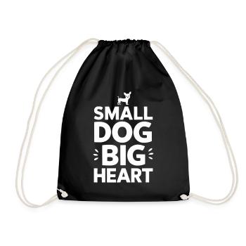 Chiweenie Dog: Small Dog, Big Heart - Drawstring Bag - black - Front