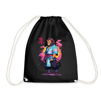 Conception esthétique Samurai Cat Vaporwave - Sac de sport léger - noir - Devant