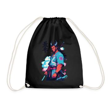Samouraï Oni Yokai Esthétique Style Vaporwave - Sac de sport léger - noir - Devant