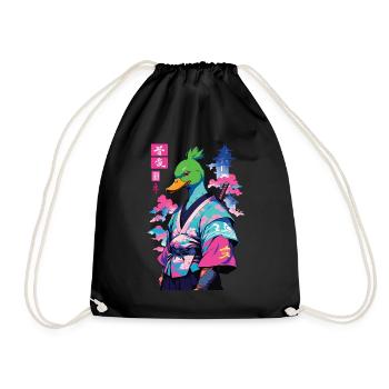 Samurai Duck dans le style esthétique Vaporwave - Sac de sport léger - noir - Devant