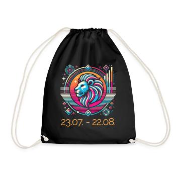 Leo Zodiac - 80s Retro Style - Drawstring Bag - black - Front