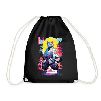Conception esthétique Samurai Cat Vaporwave - Sac de sport léger - noir - Devant
