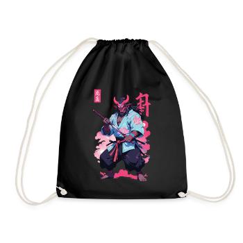 Samouraï Oni Yokai Esthétique Style Vaporwave - Sac de sport léger - noir - Devant