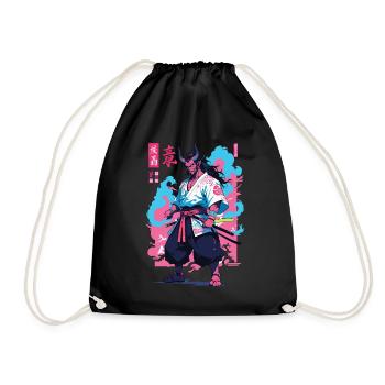 Samouraï Oni Yokai Esthétique Style Vaporwave - Sac de sport léger - noir - Devant