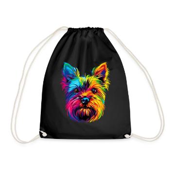 Yorkshire Terrier Bright Colors Popart Dogs Yorkie - Drawstring Bag - black - Front