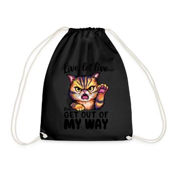 Live Let Live Get Out Of My Way Drôle Chat en colère - Sac de sport léger - noir - Devant